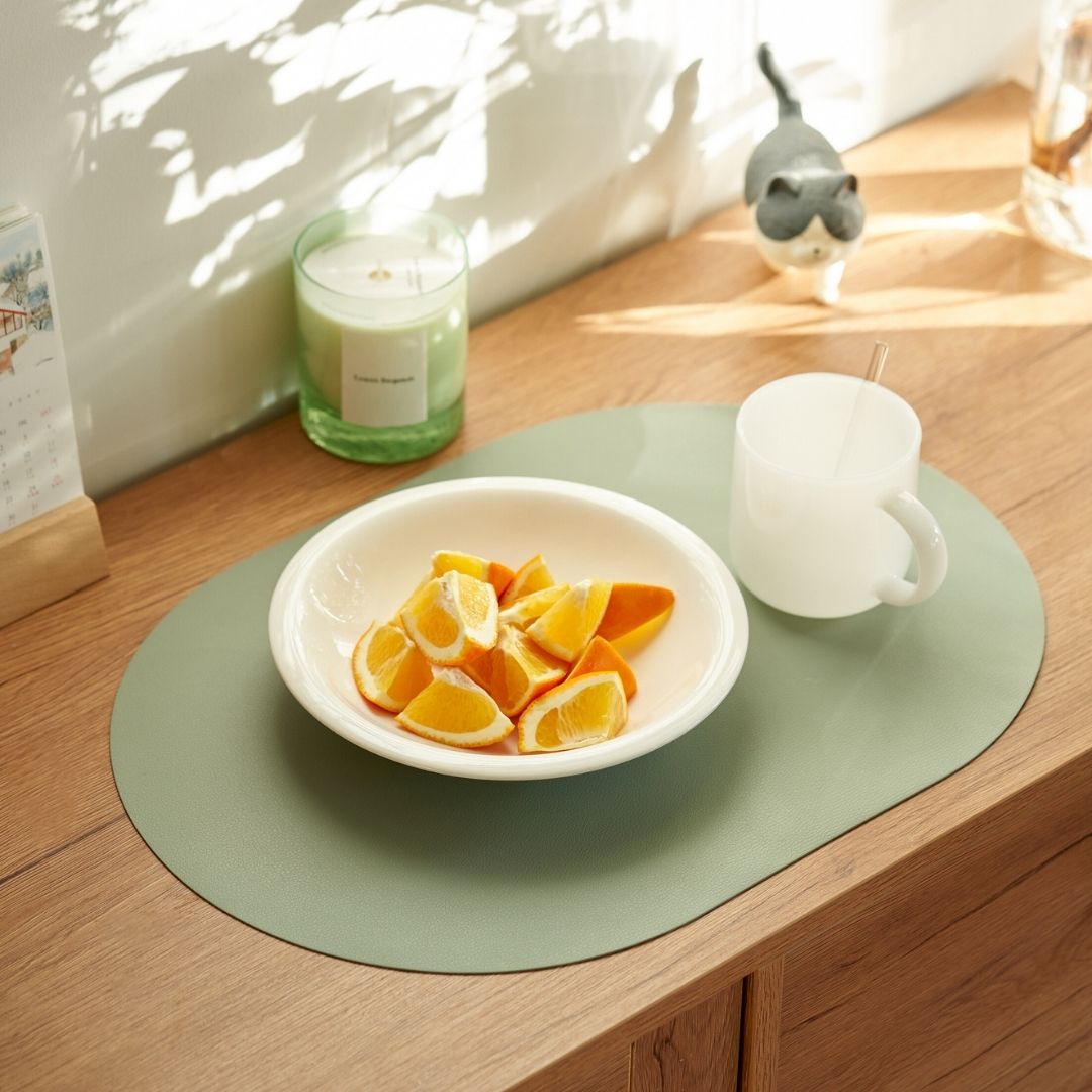 oval modern placemats #color_mint green